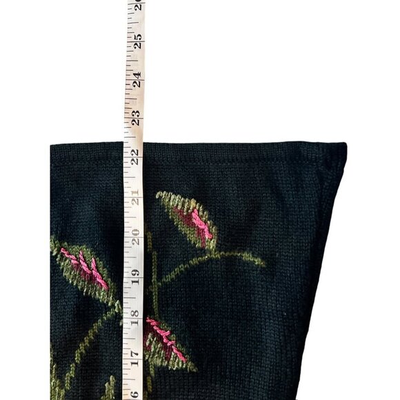 Susan Bristol Women's Black Floral Wool Sweater - Picture 7 of 8